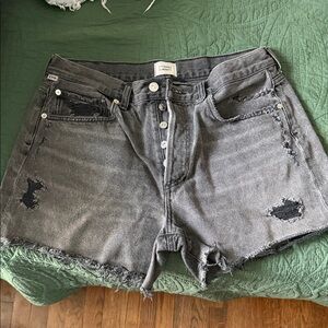 Citizens Of Humanity Gray Distressed Jean Shorts